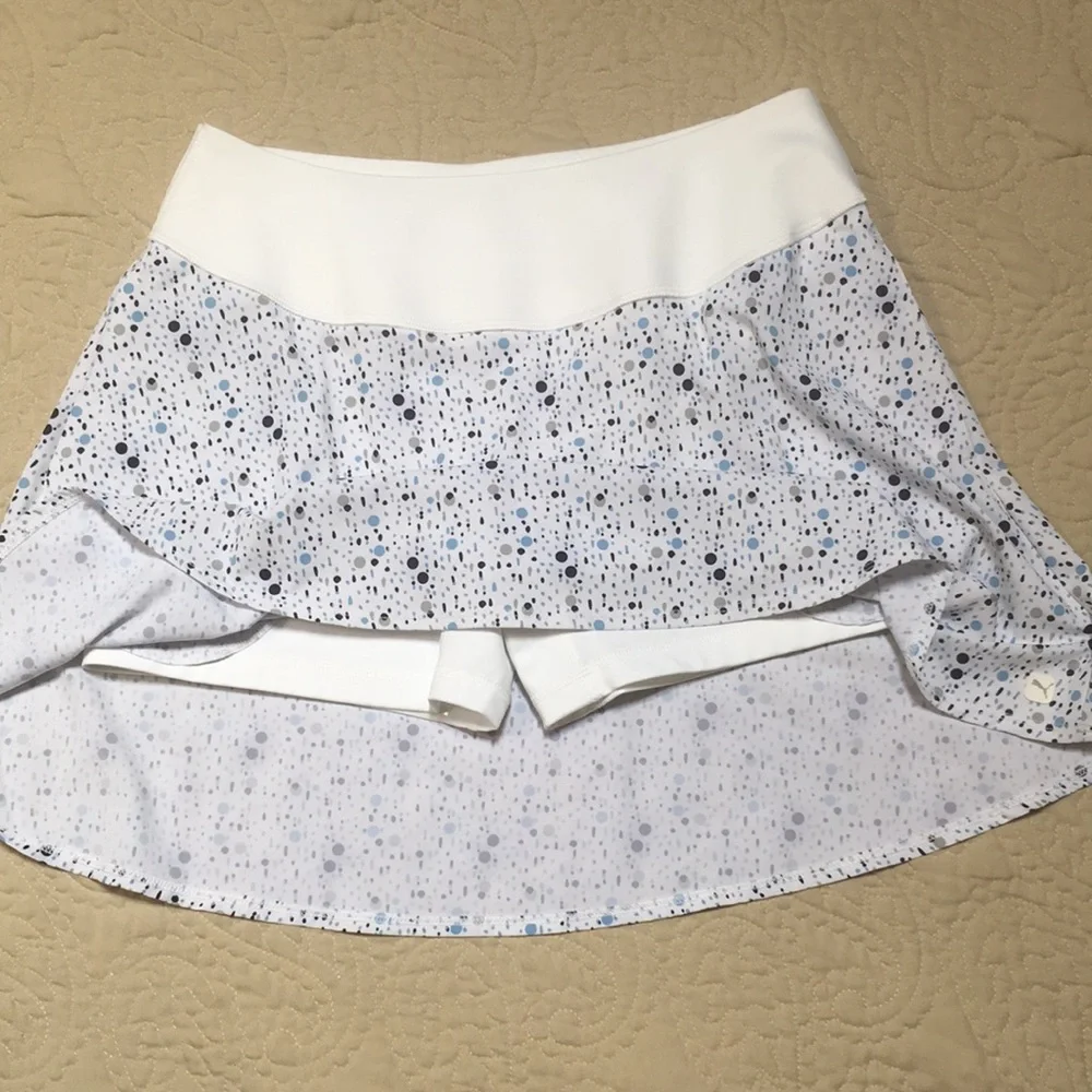 New! Puma PWRShape White Dot Print 16” Golf Skort With Pockets size Medium - Picture 1 of 15